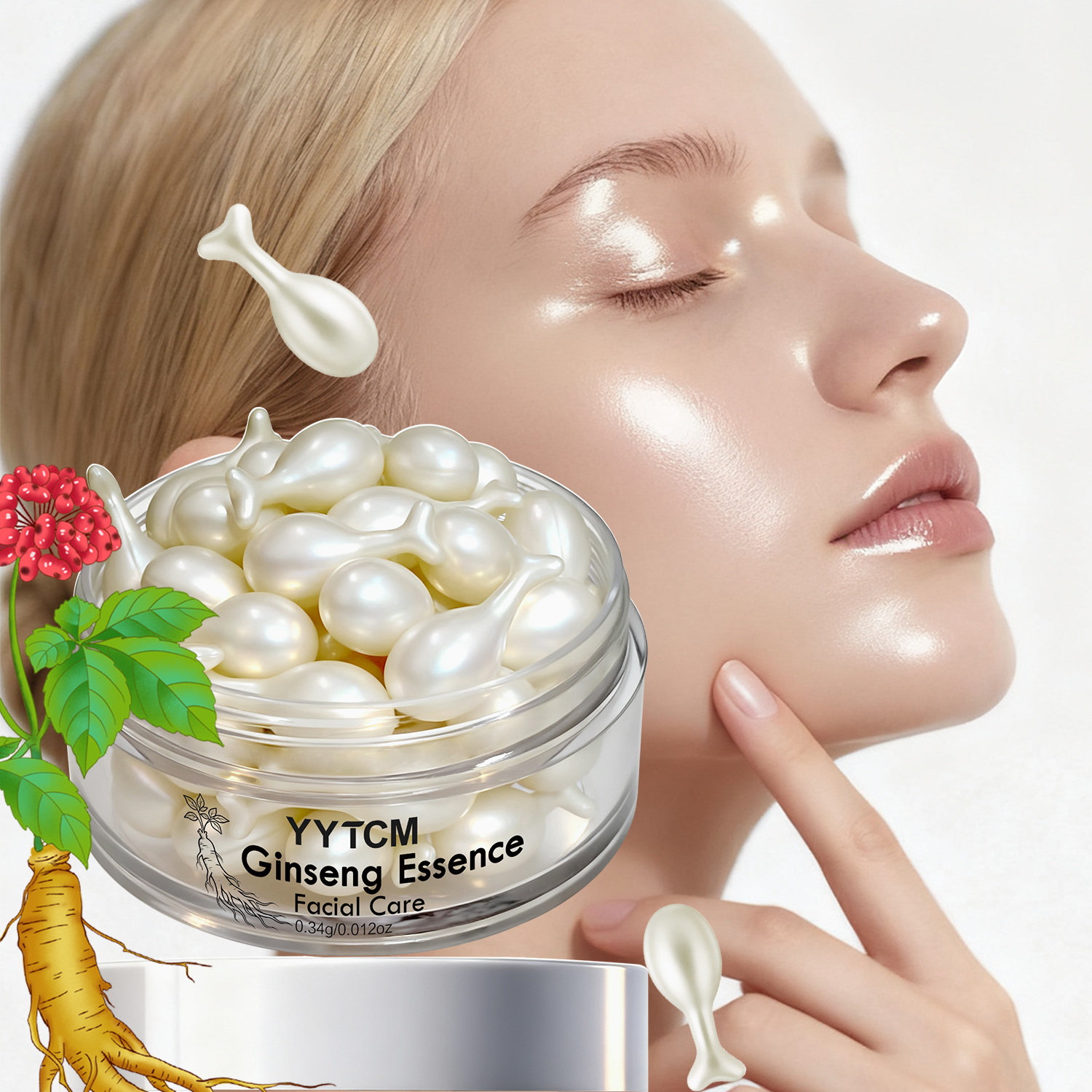 Niacinamide Brightening Serum - Ginseng Essence Capsules, Moisturizing and Firming