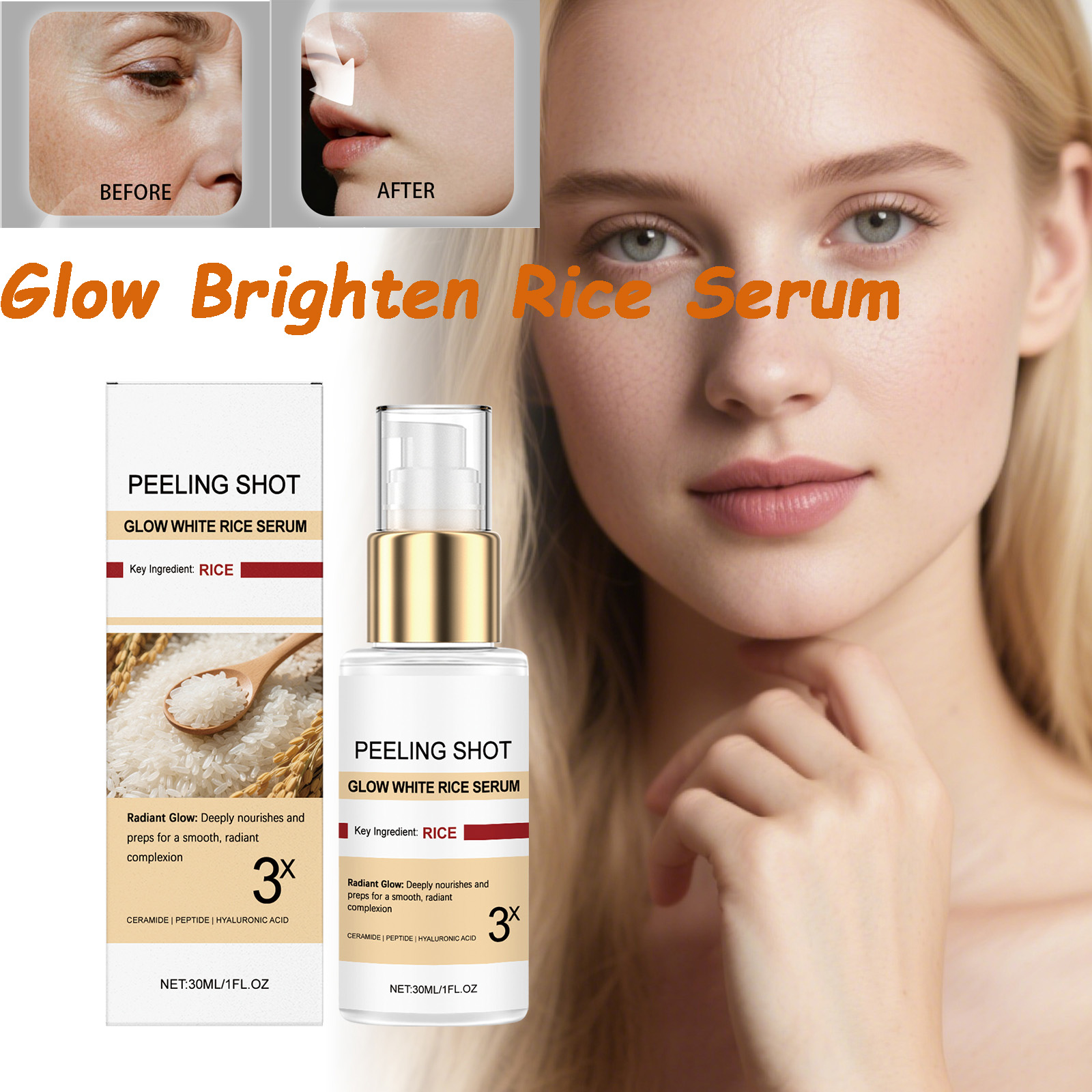 Niacinamide Brightening Serum - Glow Brightening Rice Essence Moisturizing Nourishing