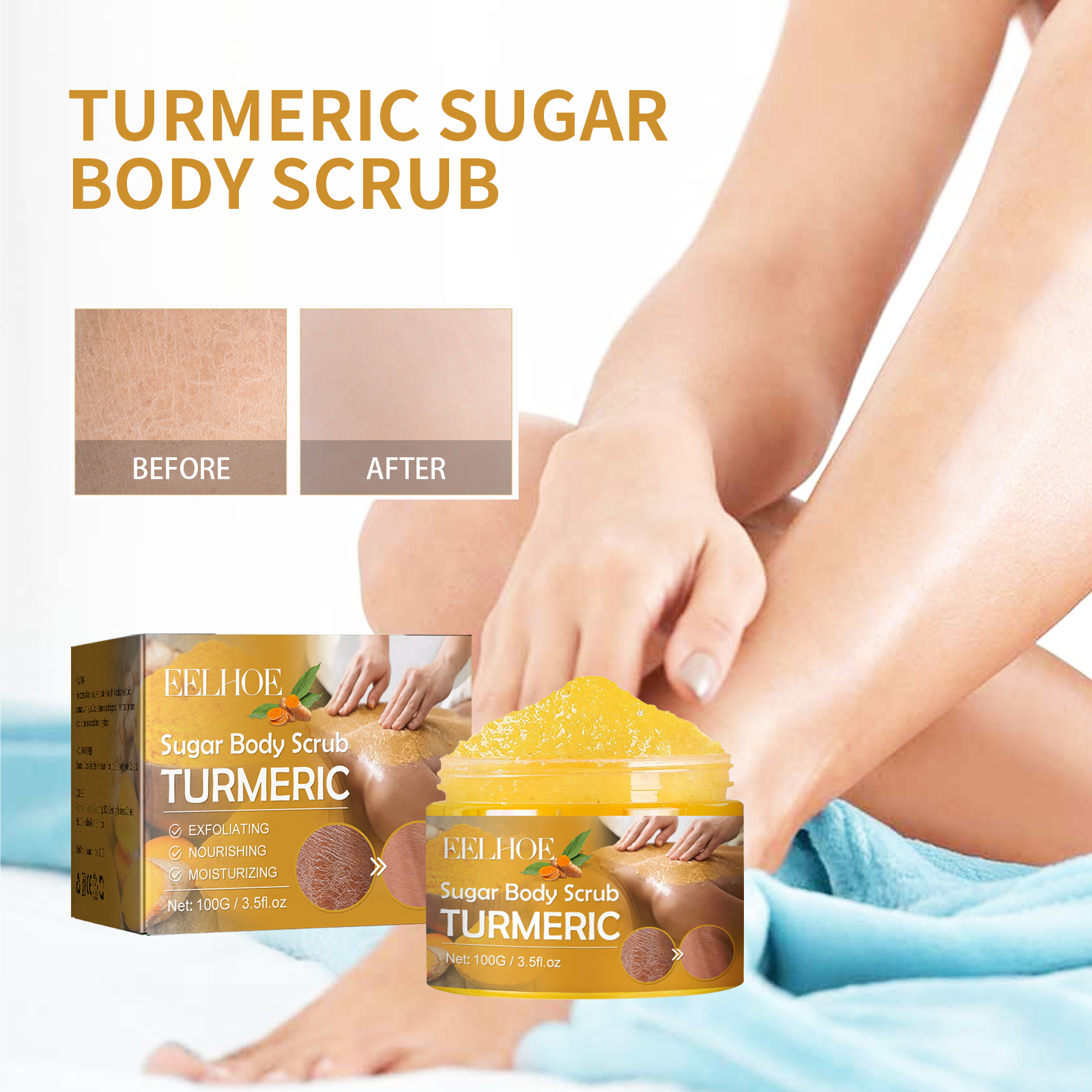EELHOE 100g Turmeric Sugar Bod - Skincare Ingredients recensione e prezzo