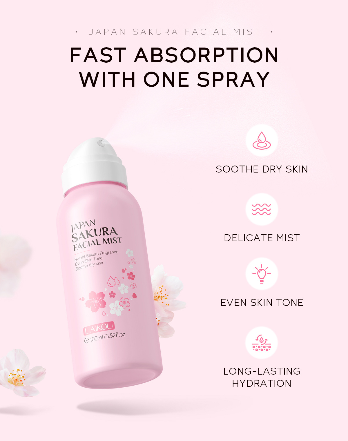 LAIKOU Sakura Facial Mist Brig - Niacinamide Brightening Serum recensione e prezzo