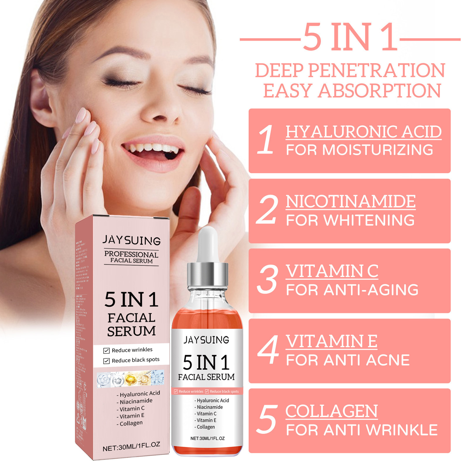 5 In 1 Face Serum Vitamin C Mo - Niacinamide Brightening Serum recensione e prezzo
